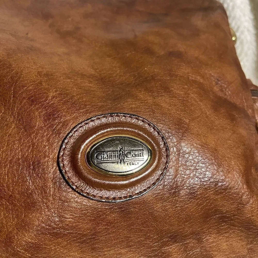 Gianni Conti Brown Leather medium Shoulder Bag  with gold tone hardwares